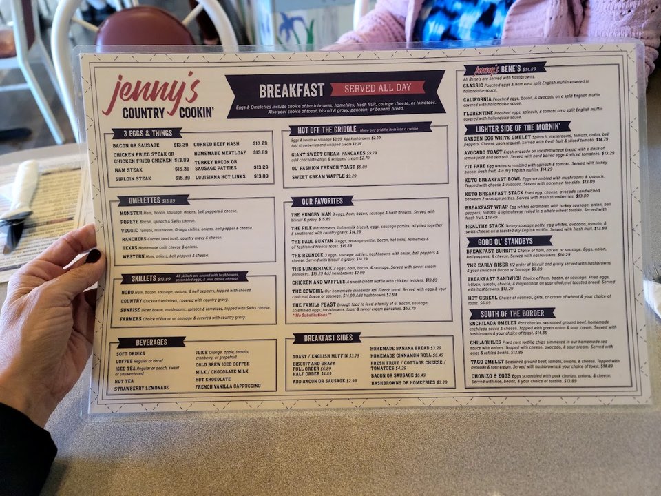Plates of hearty breakfast food on a table.